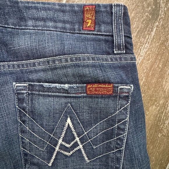 7 For All Mankind Blue Flare Wide Leg Jeans - Picture 2 of 10